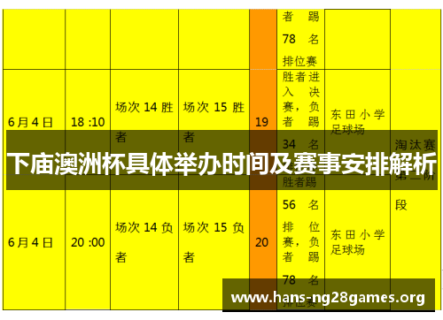 下庙澳洲杯具体举办时间及赛事安排解析 下庙澳洲杯具体举办时间及赛事安排解析